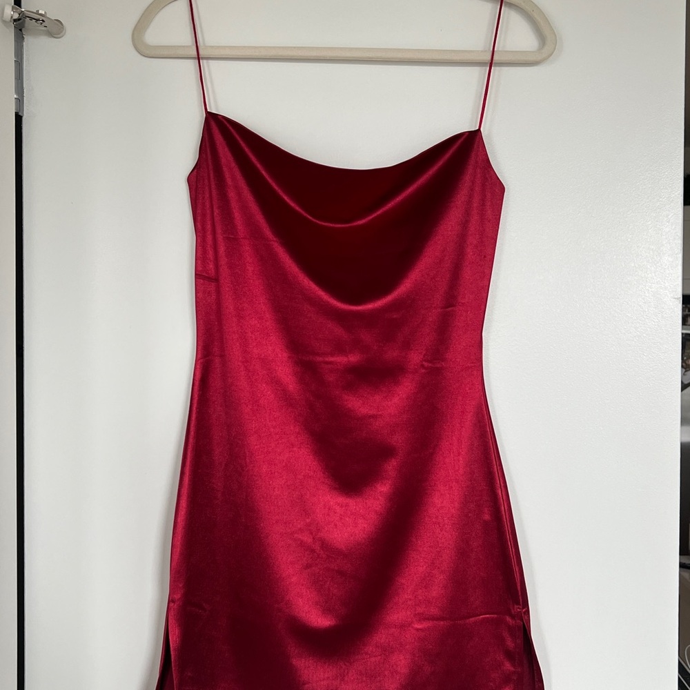 Elegant Red Satin Slip Dress